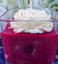 Square Magenta Candle with White Peony
