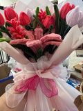Red & Pink handmade pipe cleaner flowers